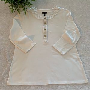 3 for $15.  Talbots lightweight 3/4 sleeve top in crisp summer white.  Size MP.